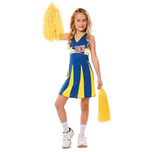 Cheerleader blauw/geel 7-9 jaar (122-138cm)