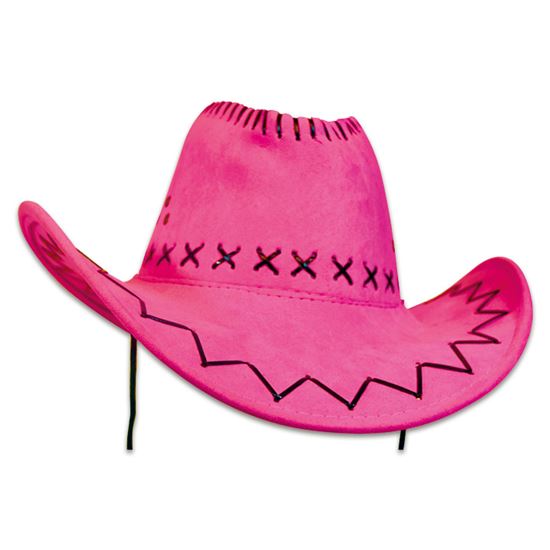 Cowboyhoed lederlook roze