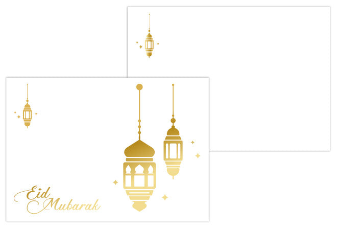 Eid Mubarak dubb.kaart A5 wit/goud lg.met envelop