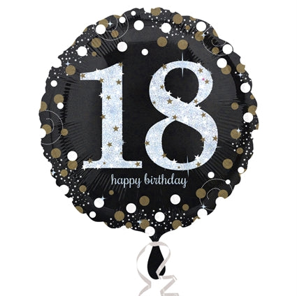 Folieballon 18 Birthday sparkling celeb. silver