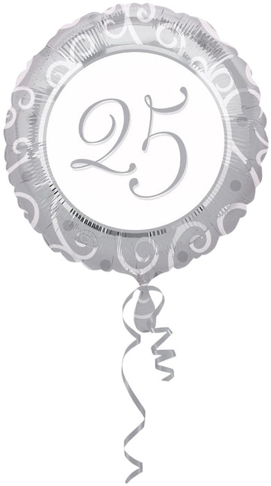 Folieballon   25 anniversary zilver