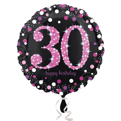 Folieballon 30 Birthday sparkling celeb. pink