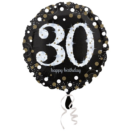 Folieballon 30 Birthday sparkling celeb. silver