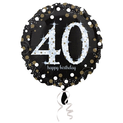Folieballon 40 Birthday sparkling celeb. silver