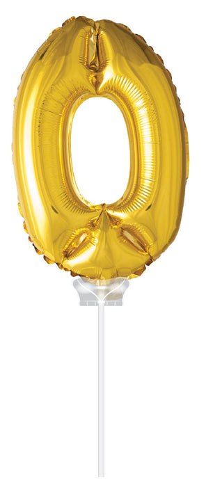 Folieballon 40cm goud 0 (met stokje)