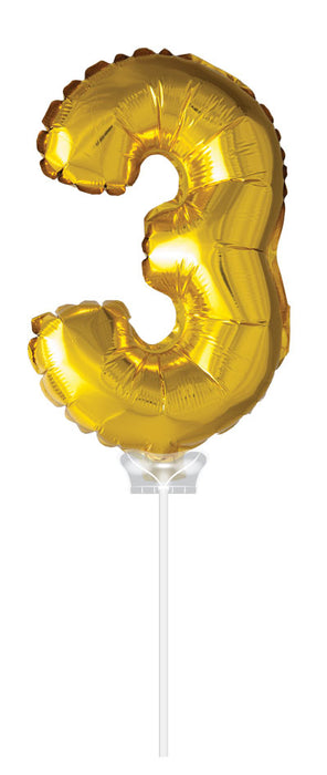 Folieballon 40cm goud 3 (met stokje)