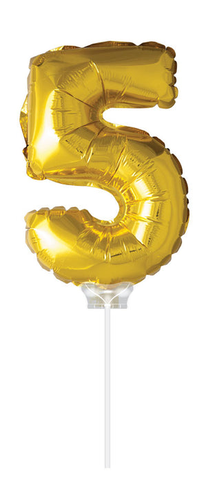 Folieballon 40cm goud 5 (met stokje)