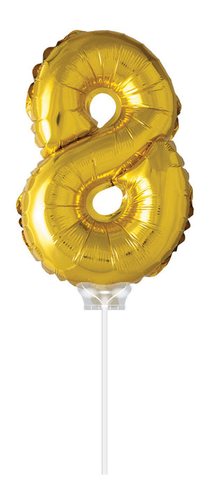 Folieballon 40cm goud 8 (met stokje)