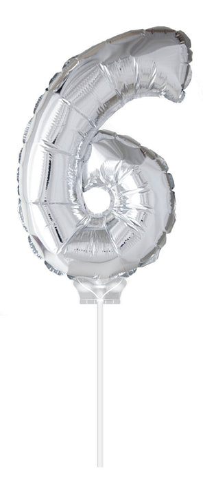 Folieballon 40cm zilver 6 (met stokje)