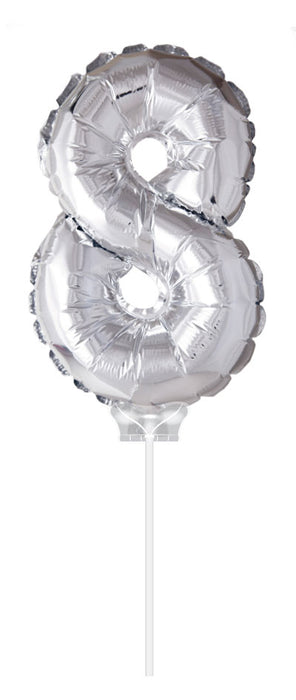 Folieballon 40cm zilver 8 (met stokje)