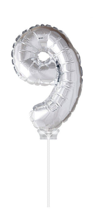 Folieballon 40cm zilver 9 (met stokje)