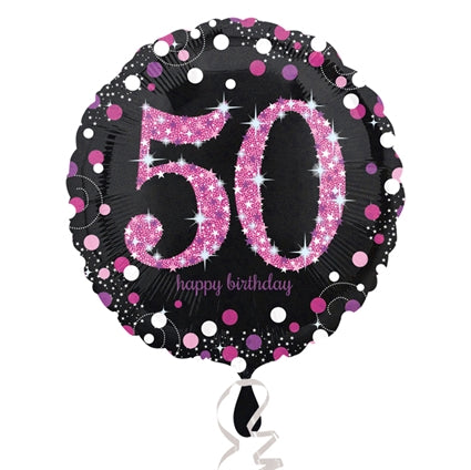 Folieballon 50 Birthday sparkling celeb. pink