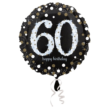 Folieballon 60 Birthday sparkling celeb. silver