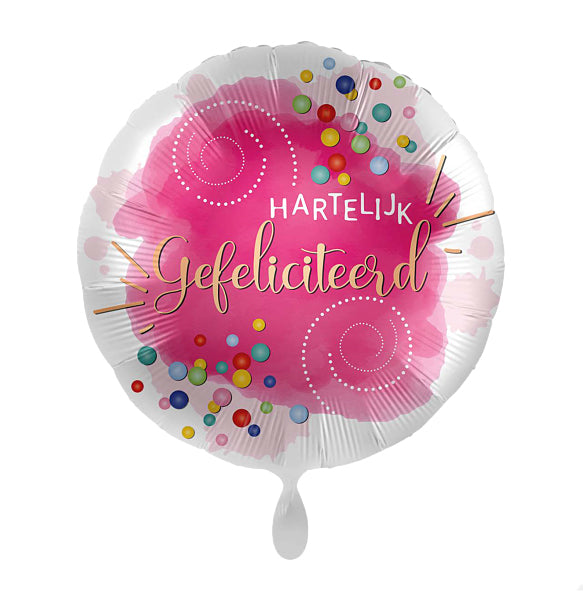 Folieballon Hartelijk gefeliciteerd Confetti