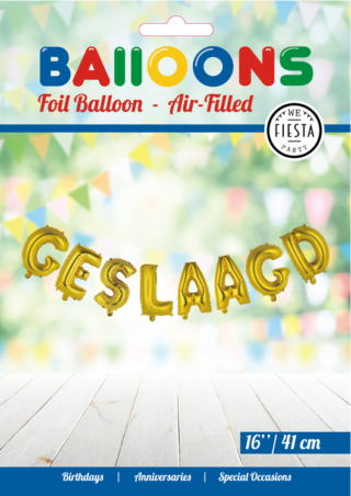 Folieballon tekst 16inch: Geslaagd goud
