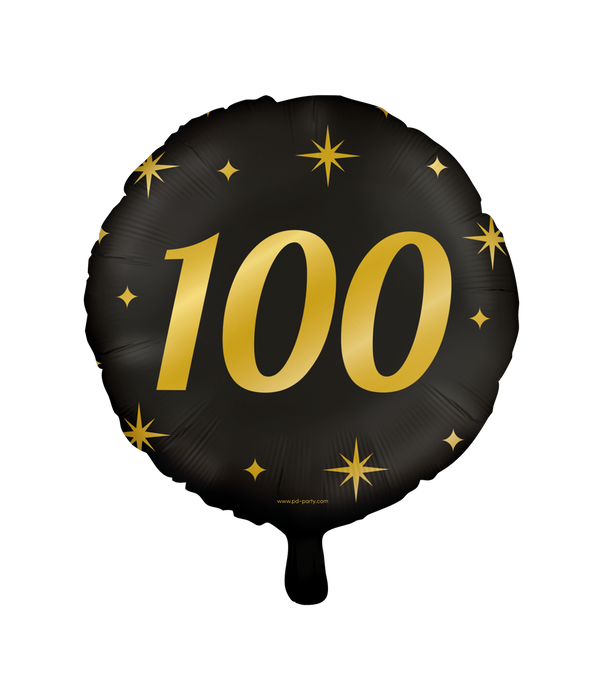 Folieballon zwart/goud 100 jaar
