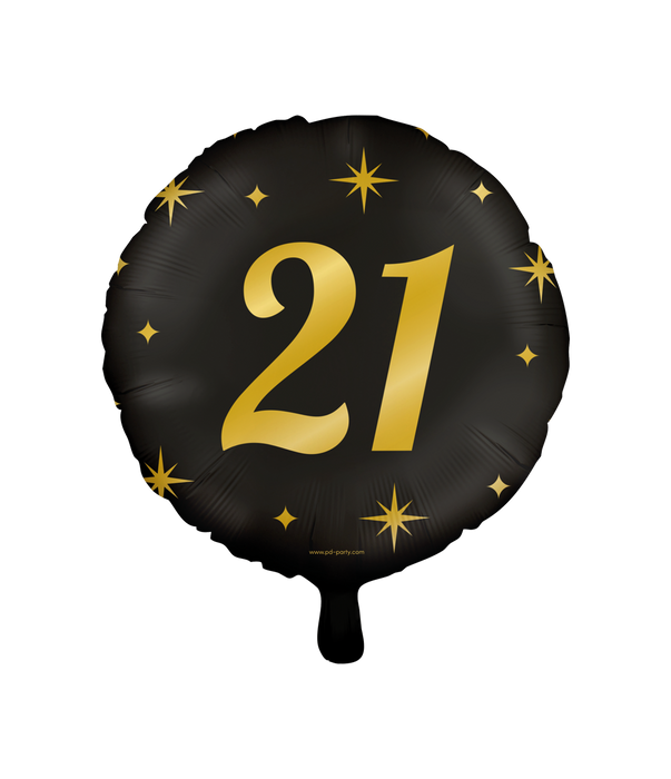 Folieballon zwart/goud 21 jaar