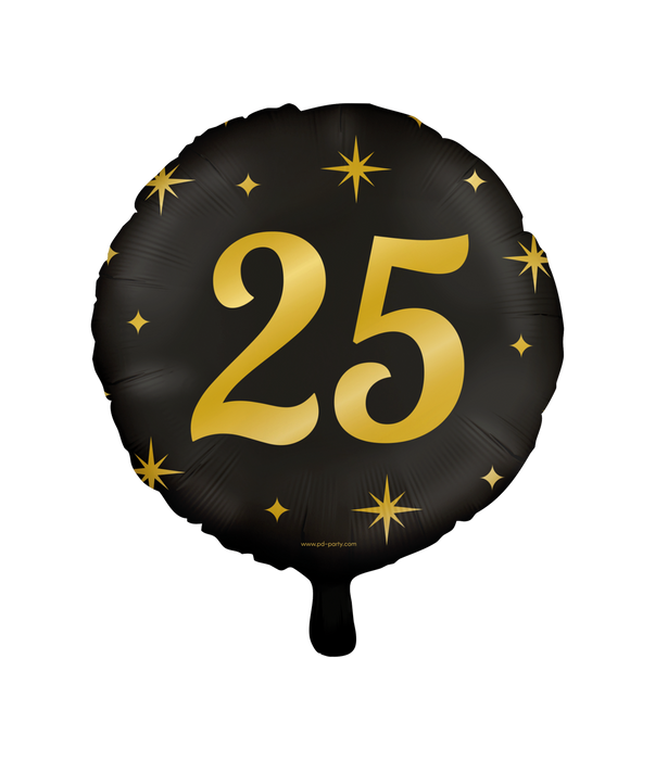 Folieballon zwart/goud 25 jaar