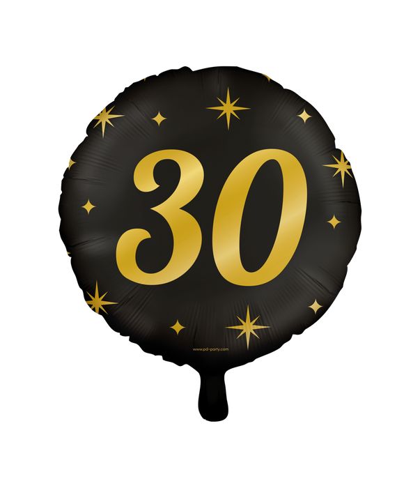 Folieballon zwart/goud 30 jaar