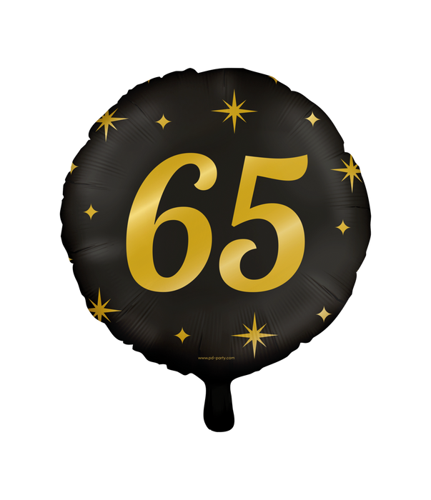 Folieballon zwart/goud 65 jaar
