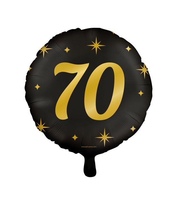 Folieballon zwart/goud 70 jaar