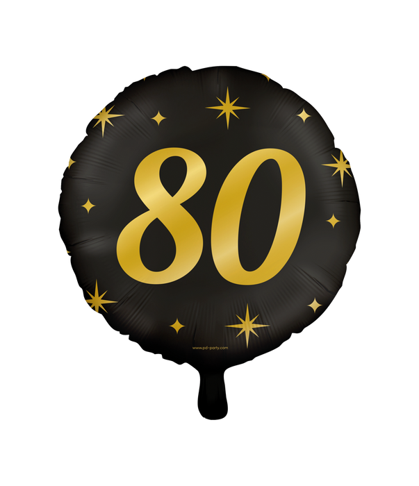Folieballon zwart/goud 80 jaar