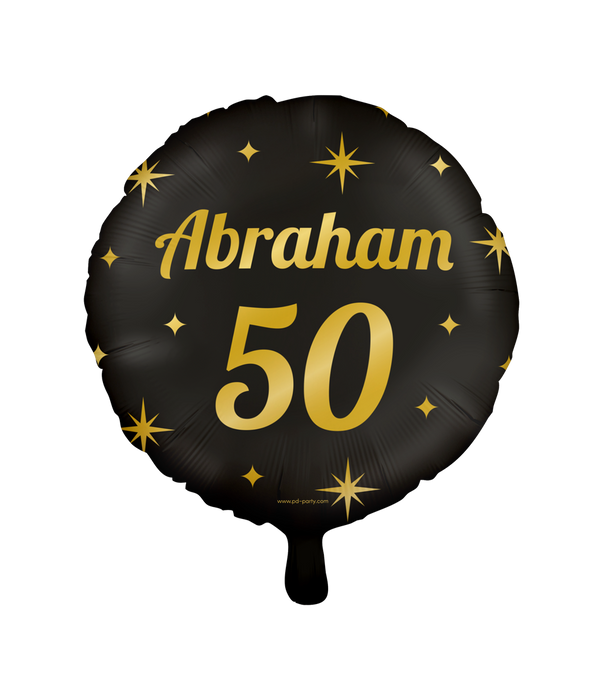 Folieballon zwart/goud Abraham 50 jaar