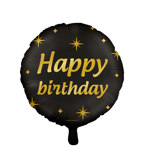 Folieballon zwart/goud Happy Birthday