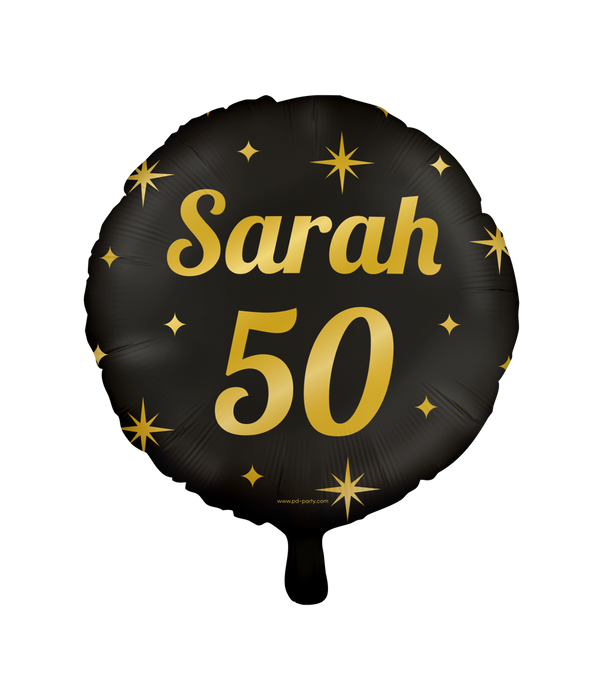 Folieballon zwart/goud Sarah 50 jaar