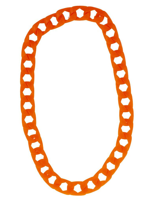 Halsketting met grote schakel fluo oranje