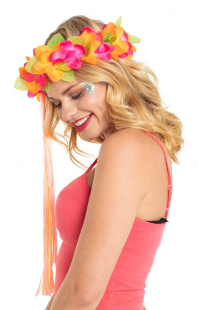 Hawaï hoofdband roze/oranje
