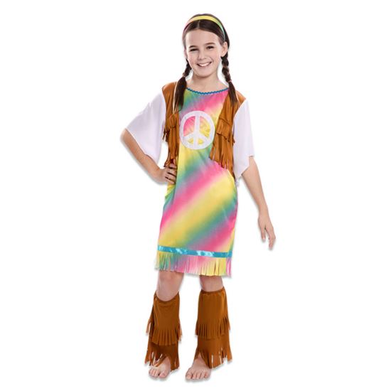 Hippie regenboog meisje 10-12 jaar (139-155cm)