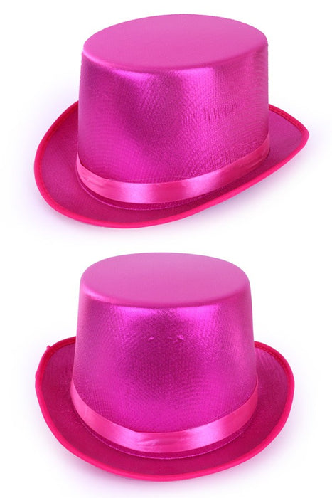 Hoge hoed metallic roze