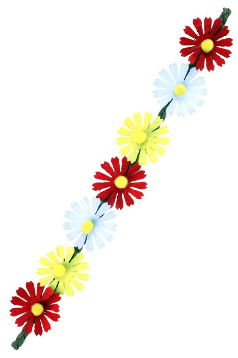 Hoofdbandje Ibiza 7 bloemen rood/wit/geel