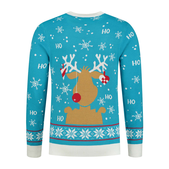 Kersttrui Rudolph turquoise mt. S