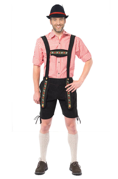 Lederhose Johann mt. S (zwart kort)