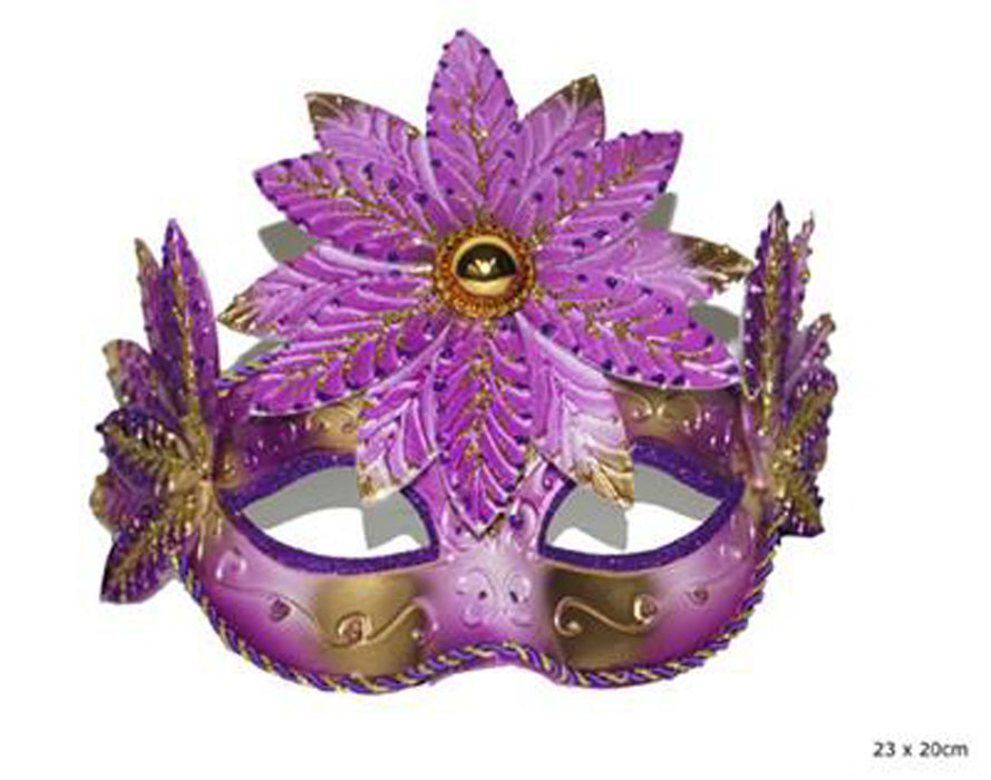 Masker Venetiaans met bloem lila
