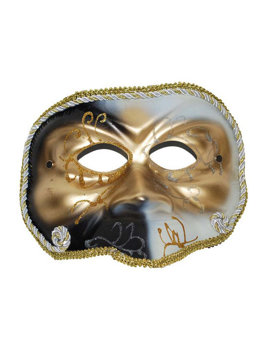 Masker Venetiaans wit/zwart/goud