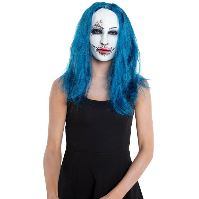 Masker latex Enge vrouw met blauw haar