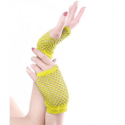 Net handschoenen kort vingerloos fluor geel