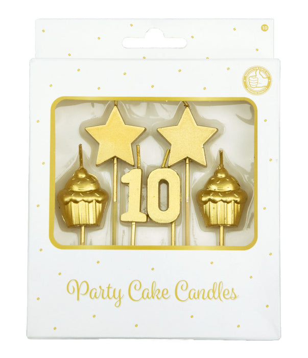 Party cake candles gold - 10 jaar