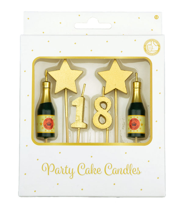 Party cake candles gold - 18 jaar