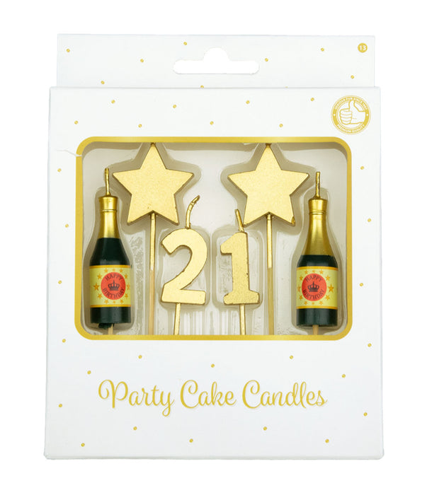 Party cake candles gold - 21 jaar