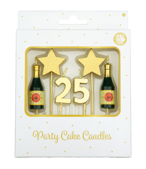 Party cake candles gold - 25 jaar