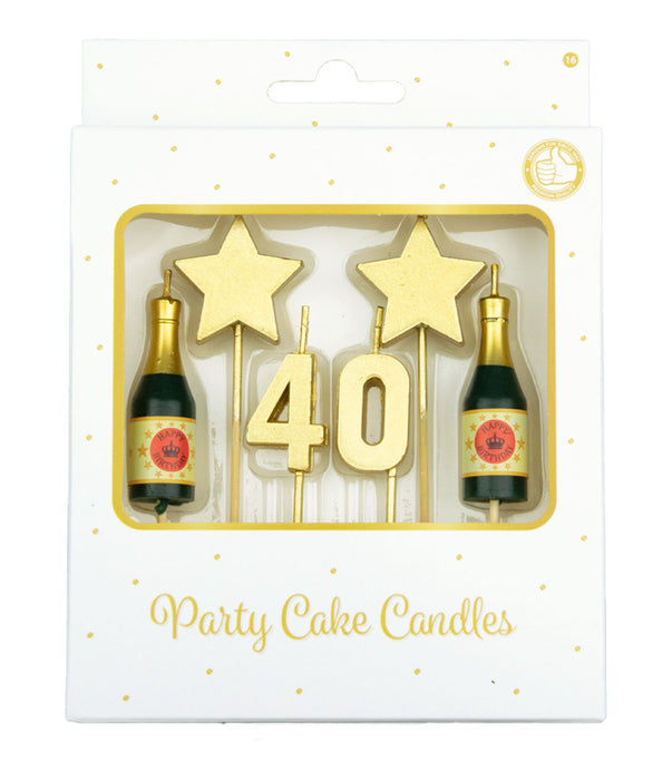 Party cake candles gold - 40 jaar