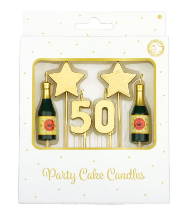 Party cake candles gold - 50 jaar