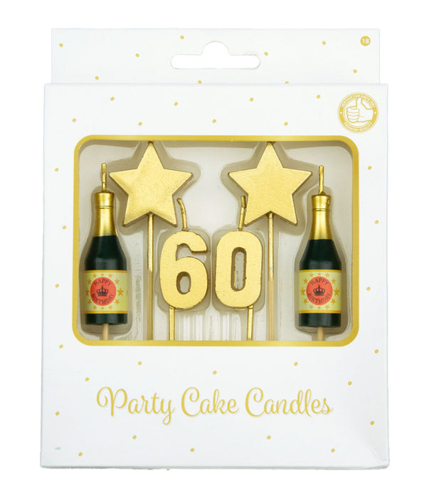 Party cake candles gold - 60 jaar