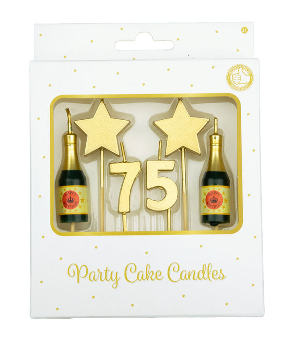 Party cake candles gold - 75 jaar