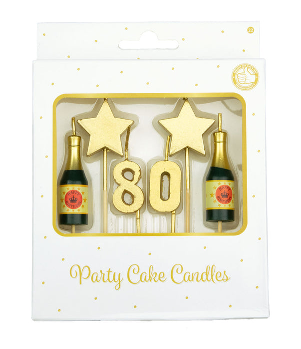 Party cake candles gold - 80 jaar
