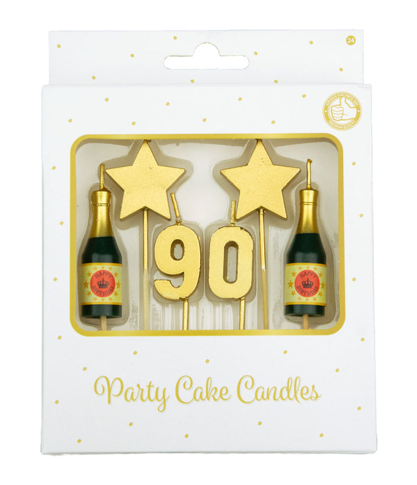 Party cake candles gold - 90 jaar